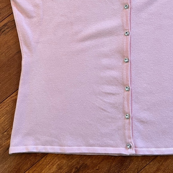 NWT Pink 3/4 Sleeve Rhinestone Button Scoop Neck Cardigan-Size L - Picture 3 of 7